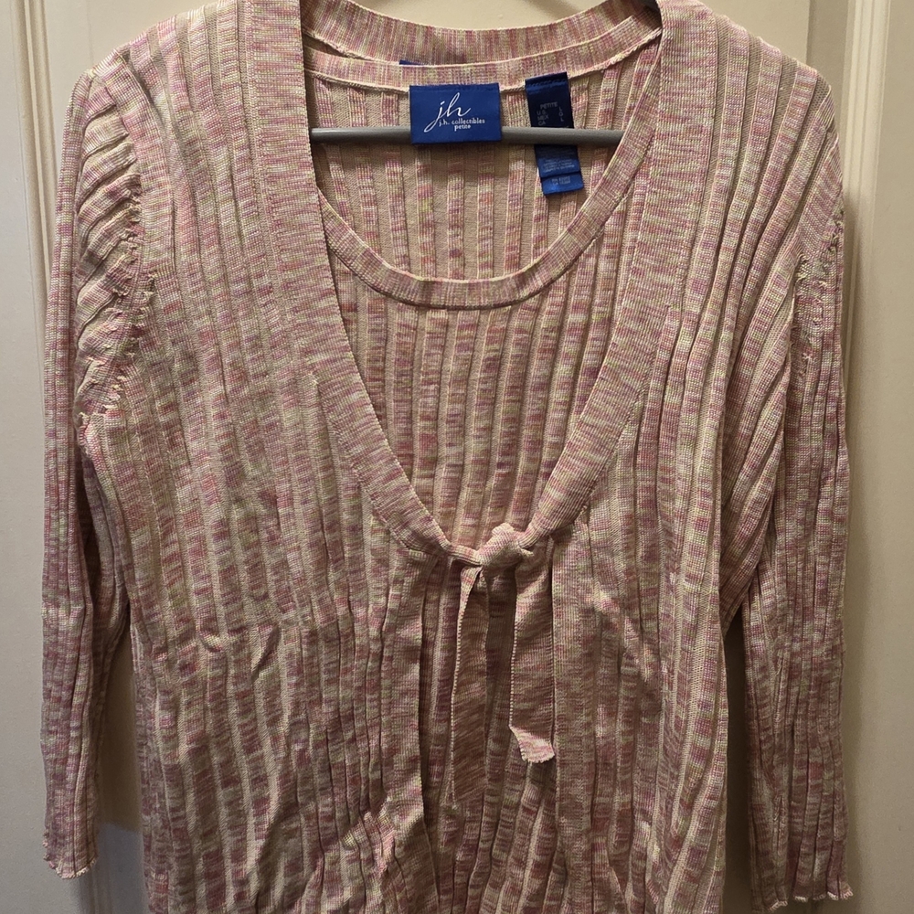 2 Piece Pink and Cream Knit Cardigan